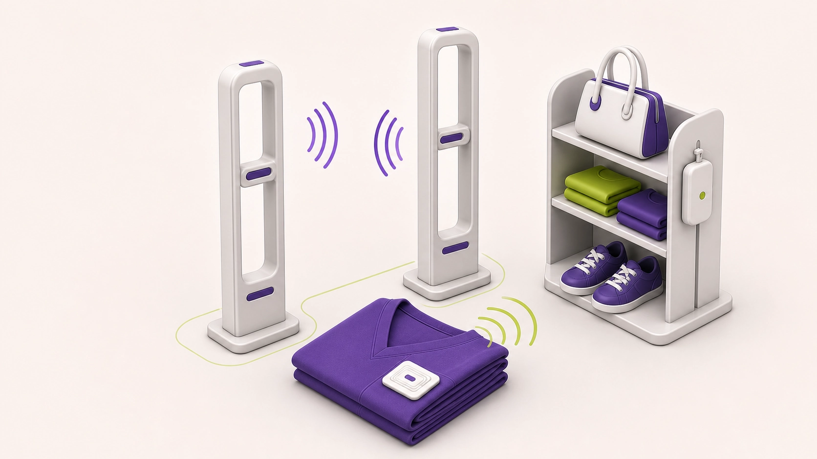 Seguridad retail con antenas antihurto y prendas etiquetadas