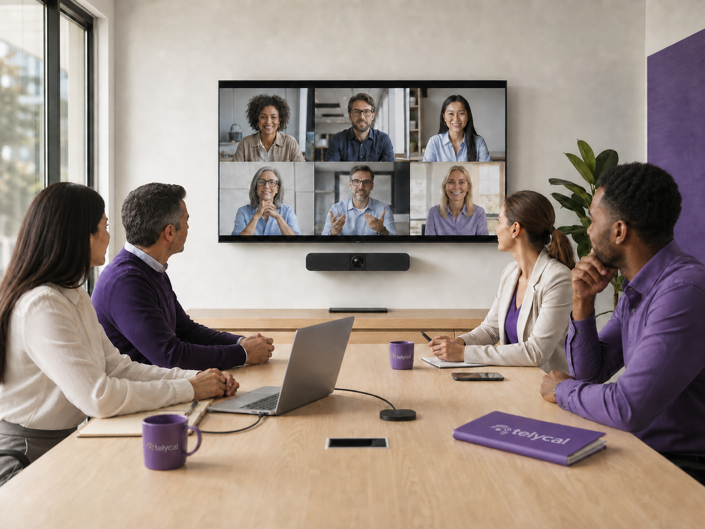 Sala de reuniones con sistema de videoconferencia plug and play